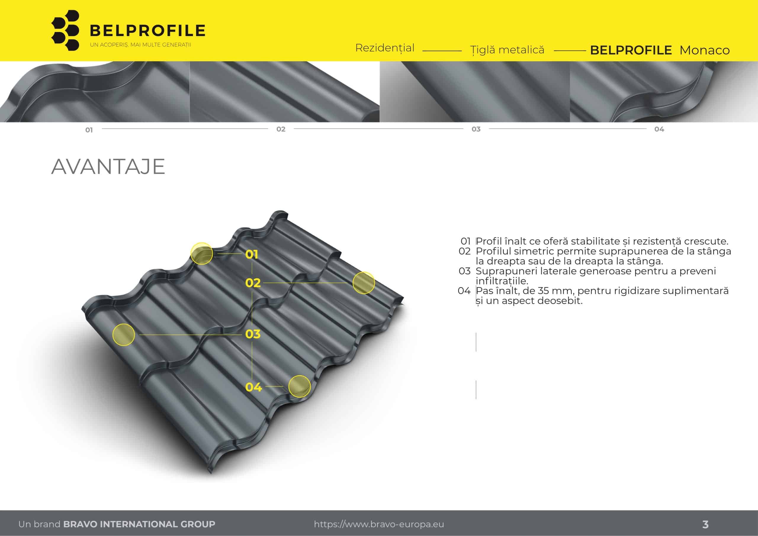 Acoperiș complet cu țiglă metalică Bellprofile Monaco