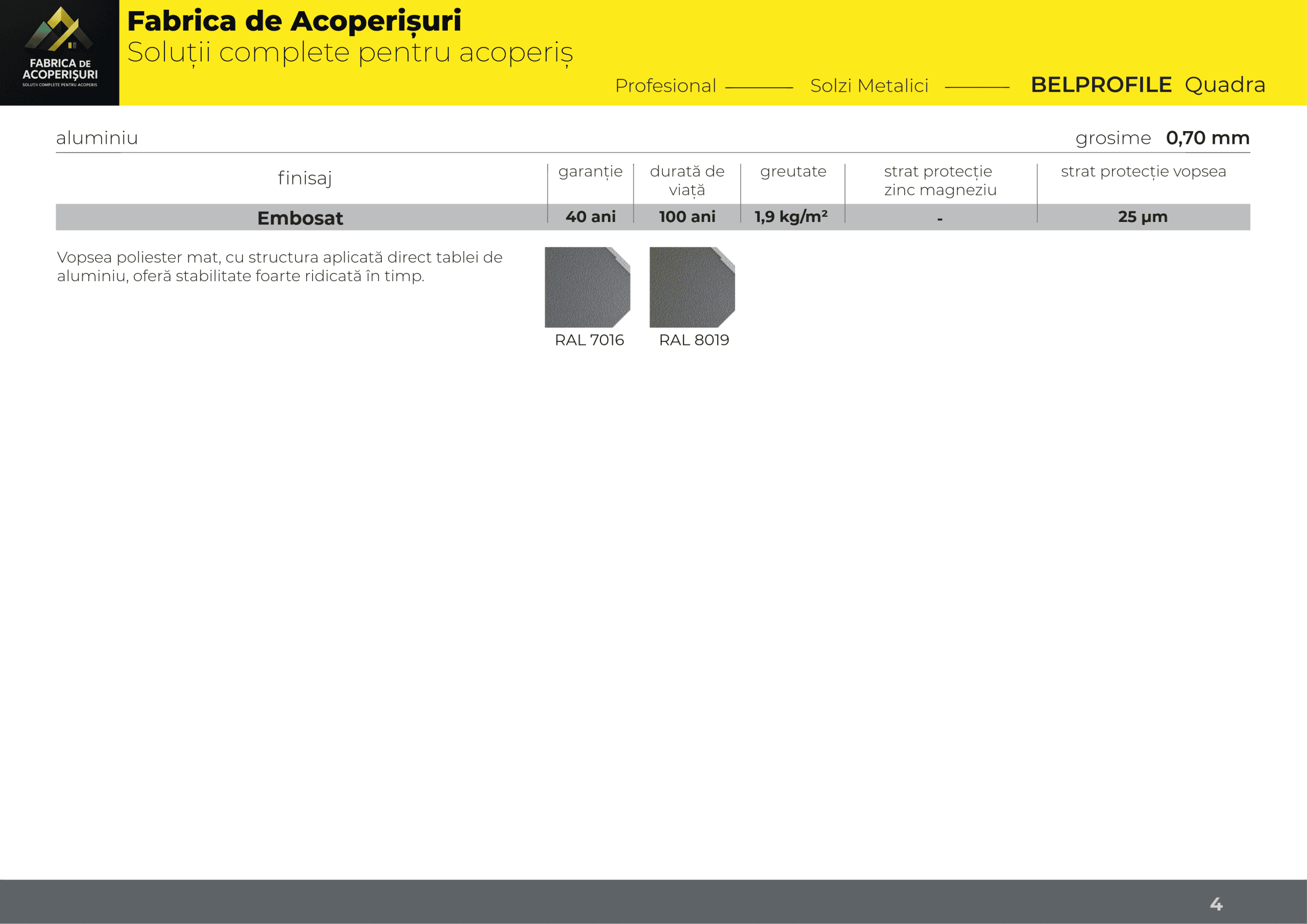 Fațadă și acoperiș realizate cu solzi metalici Bellprofile QUADRA