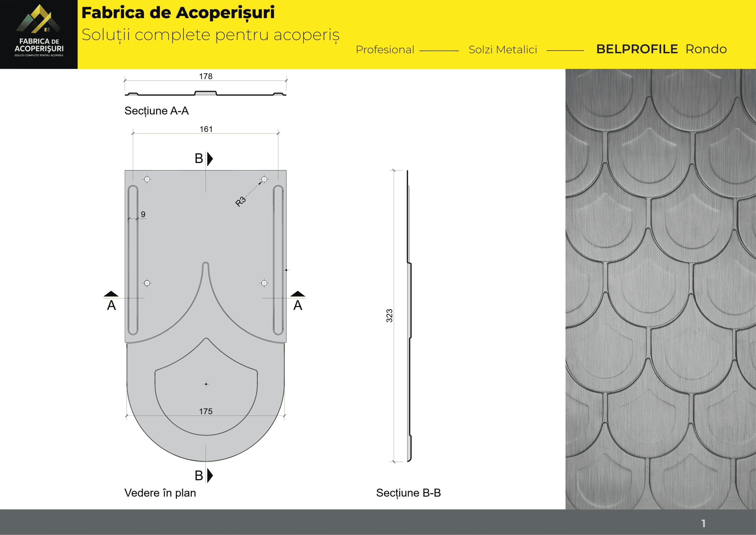 Detaliu solzi metalici Bellprofile RONDO